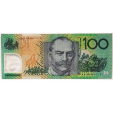 AUSTRALIA 1996 . ONE HUNDRED 100 DOLLAR BANKNOTE . EVANS/FRASER . TEST NOTE . FIRST PREFIX AN96